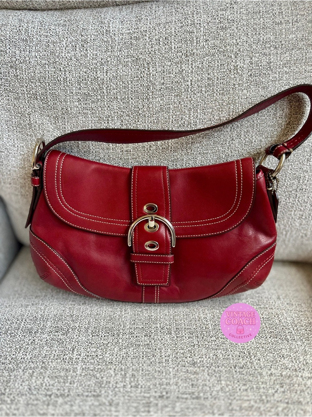 Coach red leather soho large